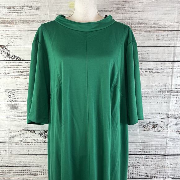 Who What Wear Dress Plus size 4X Green Stretch Jersey Knit Midi Career Church - Picture 3 of 16